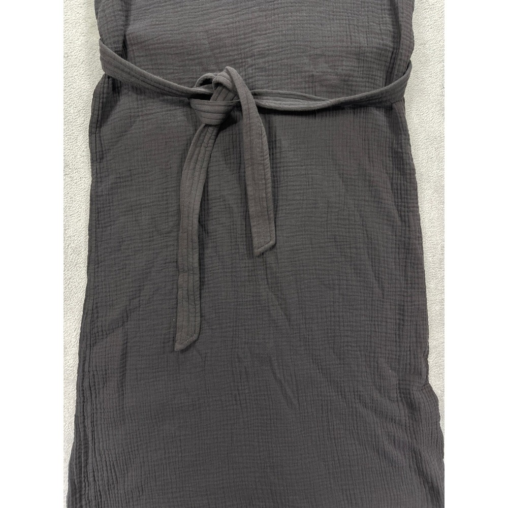 Faherty Dress Women Large Gray Dream Organic Cotton Costa Midi Sleeveless Belted - Picture 4 of 11